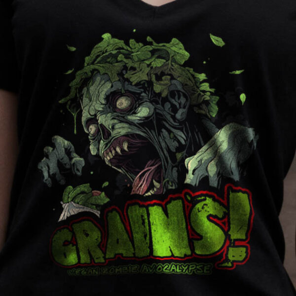 t-shirt: Grains! – Vegan Zombie Avocalypse V-Neck (Recycled)