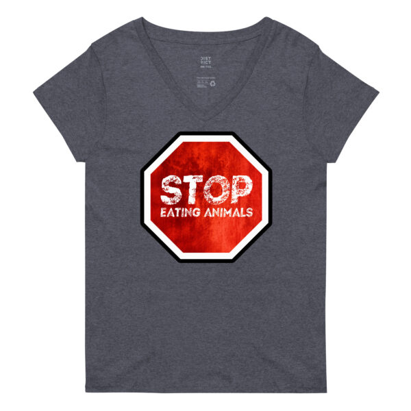 t-shirt: Stop Eating Animals V-Neck (Recycled)