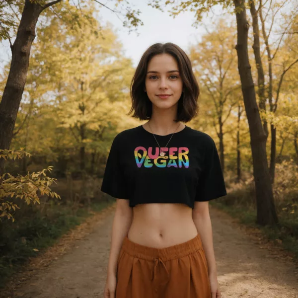 t-shirt: Queer Vegan 2.0 Crop-Top