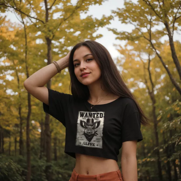 t-shirt: Wanted Pig Crop-Top