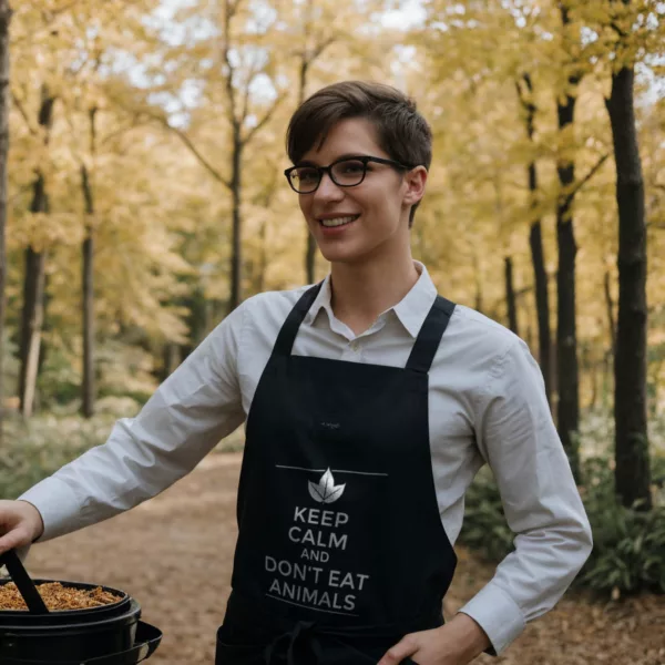 t-shirt: Keep Calm and Don't Eat Animals Grillschürze (Bio)