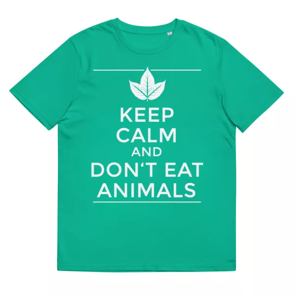 t-shirt: Keep Calm and Don't Eat Animals (Bio)