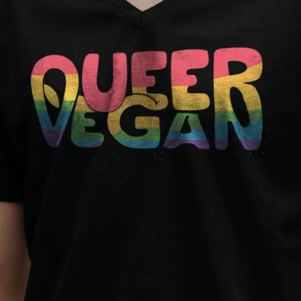 t-shirt: Queer Vegan 2.0 V-Neck