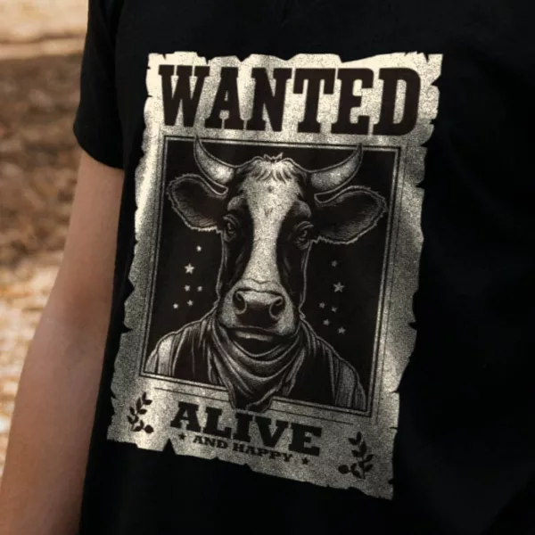 t-shirt: Wanted Cow V-Neck