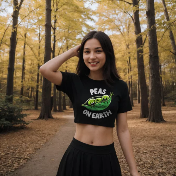 t-shirt: Peas on Earth Crop-Top