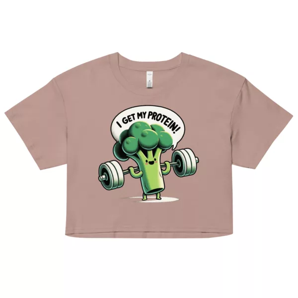 t-shirt: I Get My Protein Crop-Top